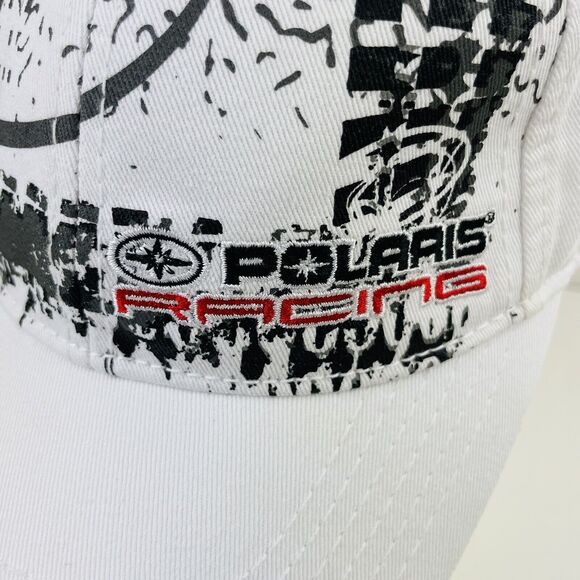 Pure Polaris Racing Compass Grunge White Hat Adjustable Strapback Y2K Streetwear - Picture 2 of 9